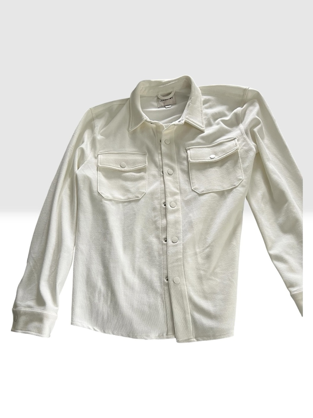 Unbranded Men's Cream Button-Down Casual Shirt with Chest Pockets